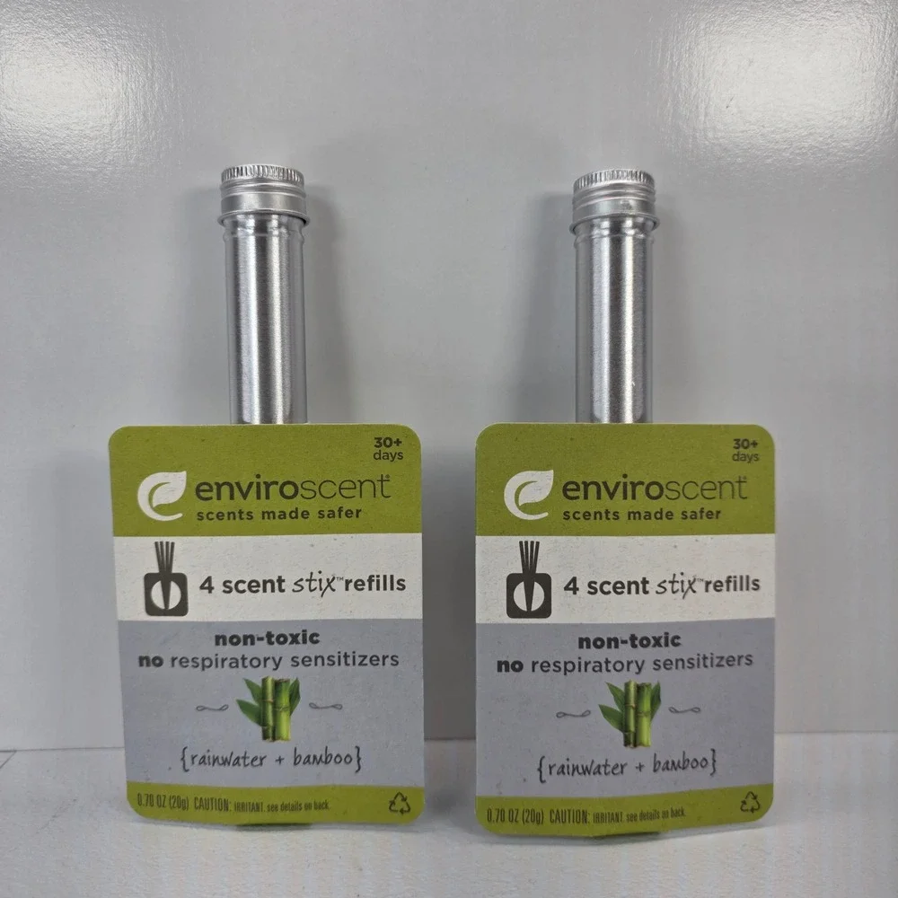 2 Pack Enviroscent Rainwater Bamboo Scent Stix Refills Non-Toxic Air Freshener